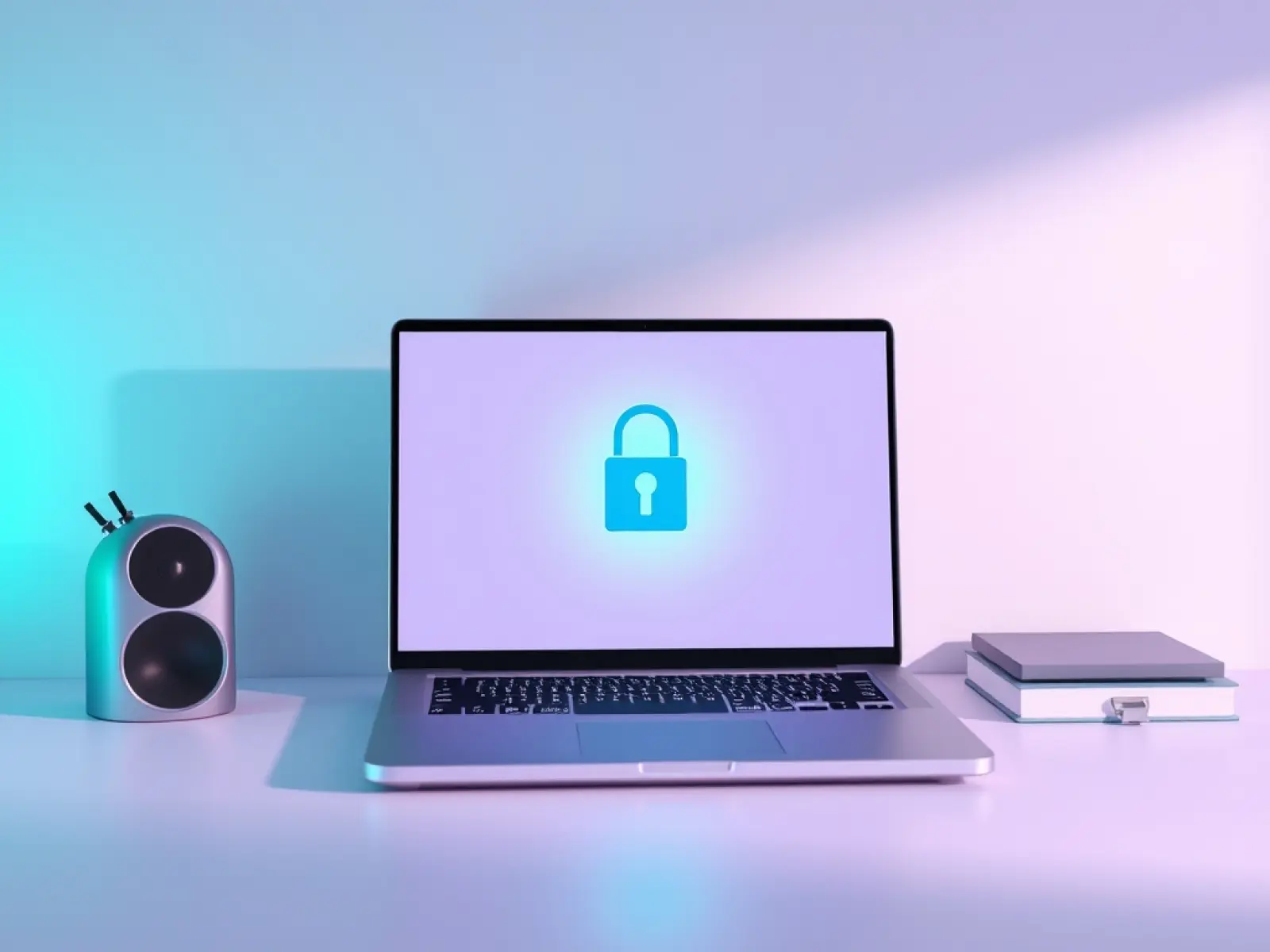 Laptop mit Schloss-Symbol als Zeichen für Datenschutz